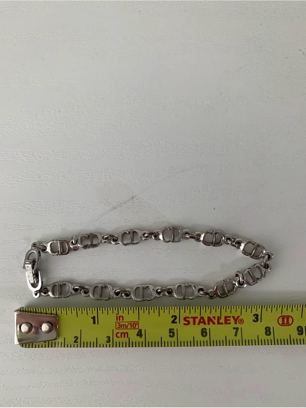 Dior Silver Tone Signature Link Bracelet